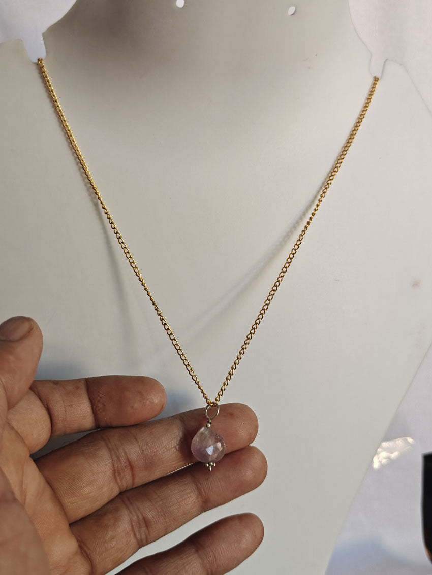 925 Sterling Silver Gold Plated Necklace 10MM Round Shape Aquamarine Cut Gemstone Drilled Set Necklace Anniversary Gift For Women Necklace