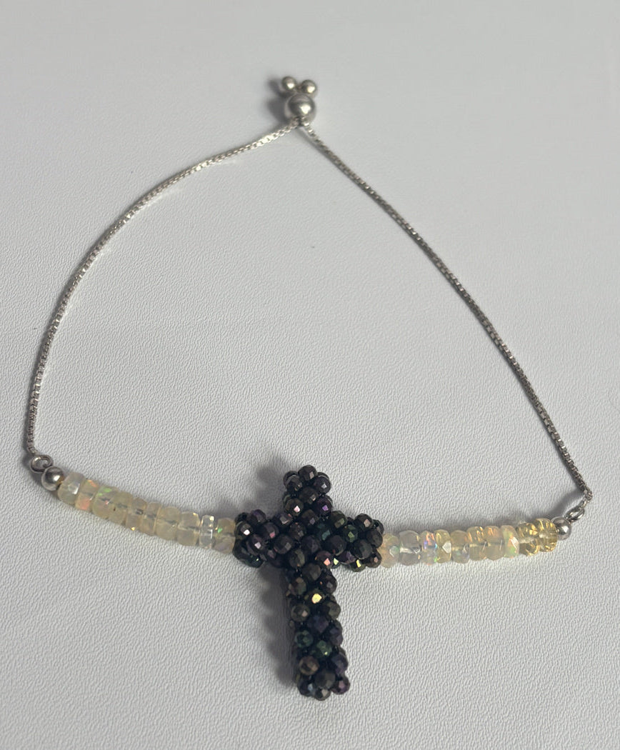 Handmade Metal Bracelet 4mm Opal Beads With 2mm Quartz Beads Gems Drilled Set Fashion Bracelet For Women Gift