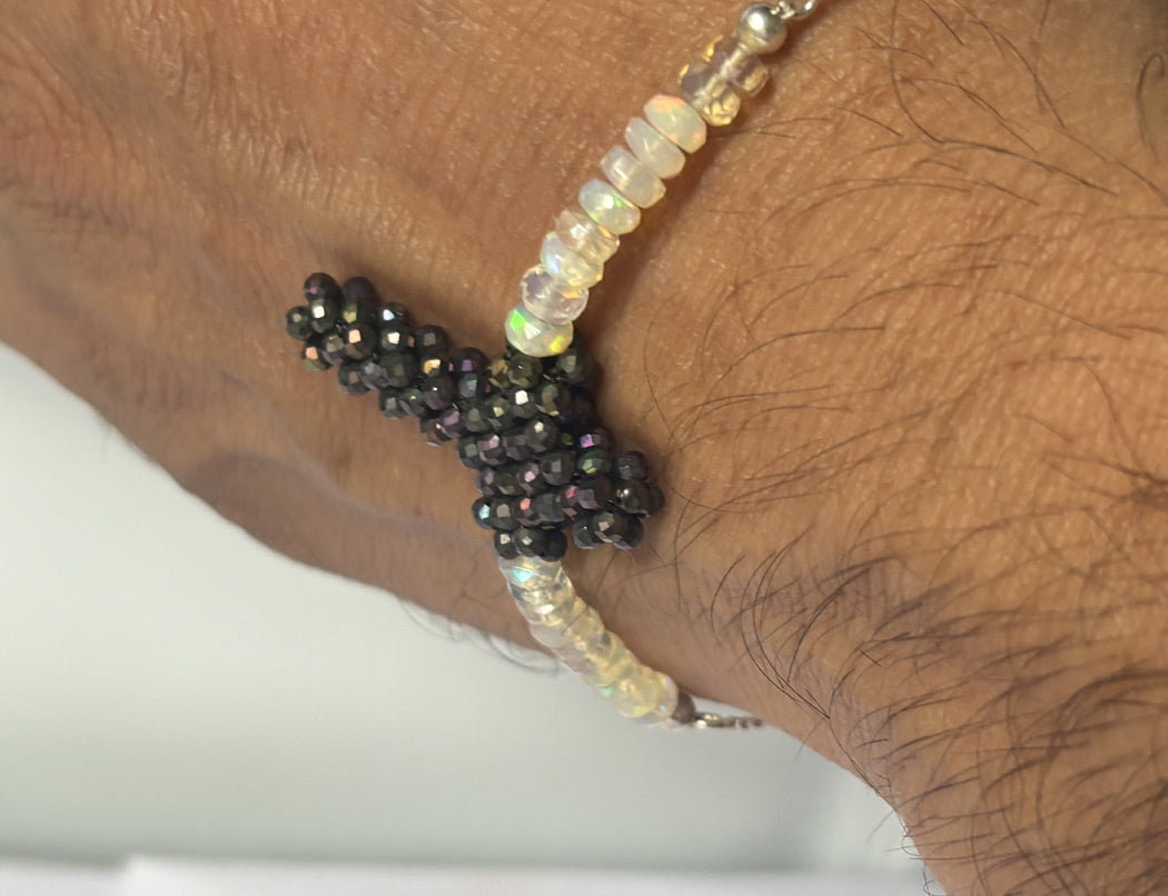 Handmade Metal Bracelet 4mm Opal Beads With 2mm Quartz Beads Gems Drilled Set Fashion Bracelet For Women Gift