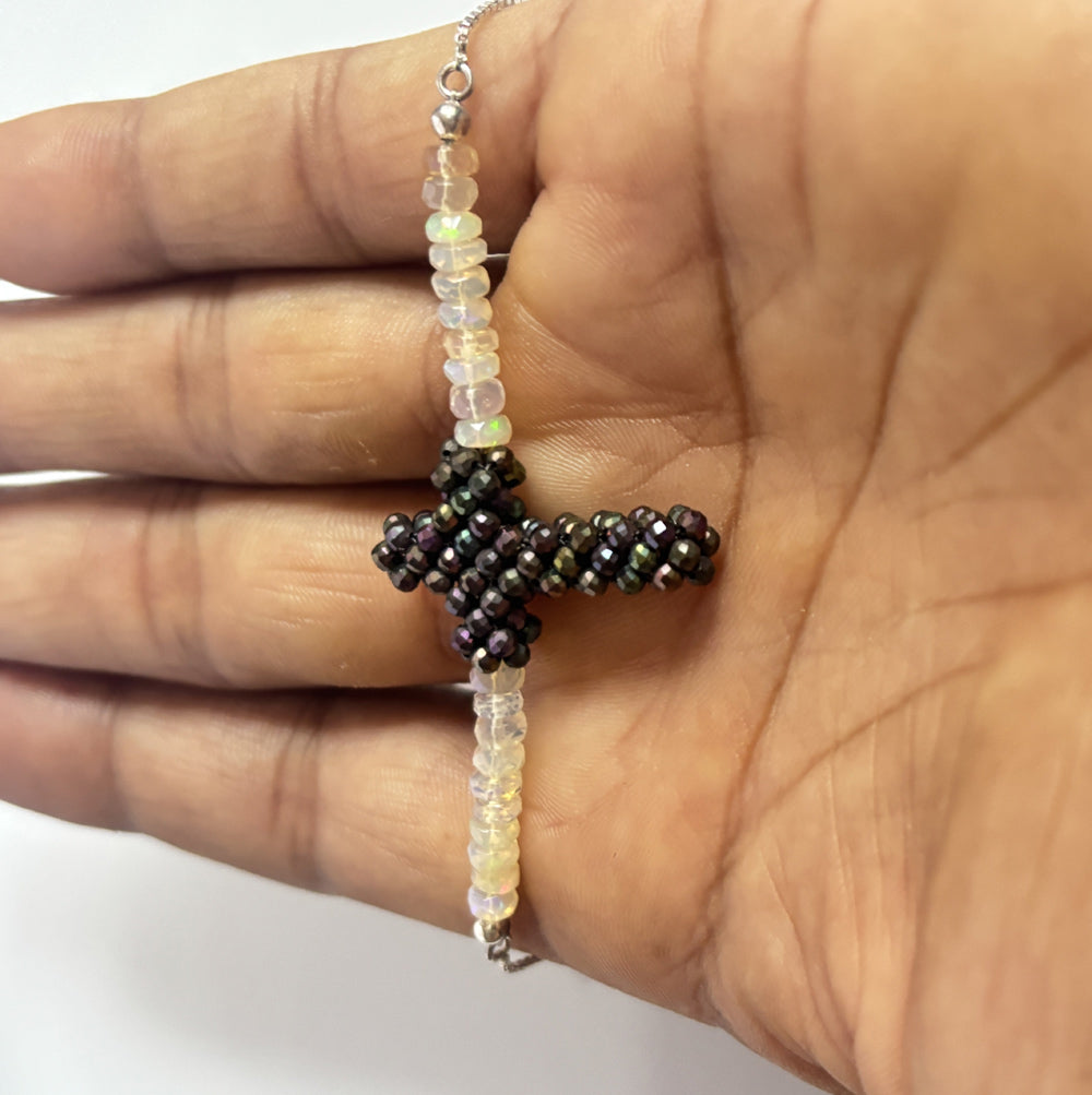 Handmade Metal Bracelet 4mm Opal Beads With 2mm Quartz Beads Gems Drilled Set Fashion Bracelet For Women Gift