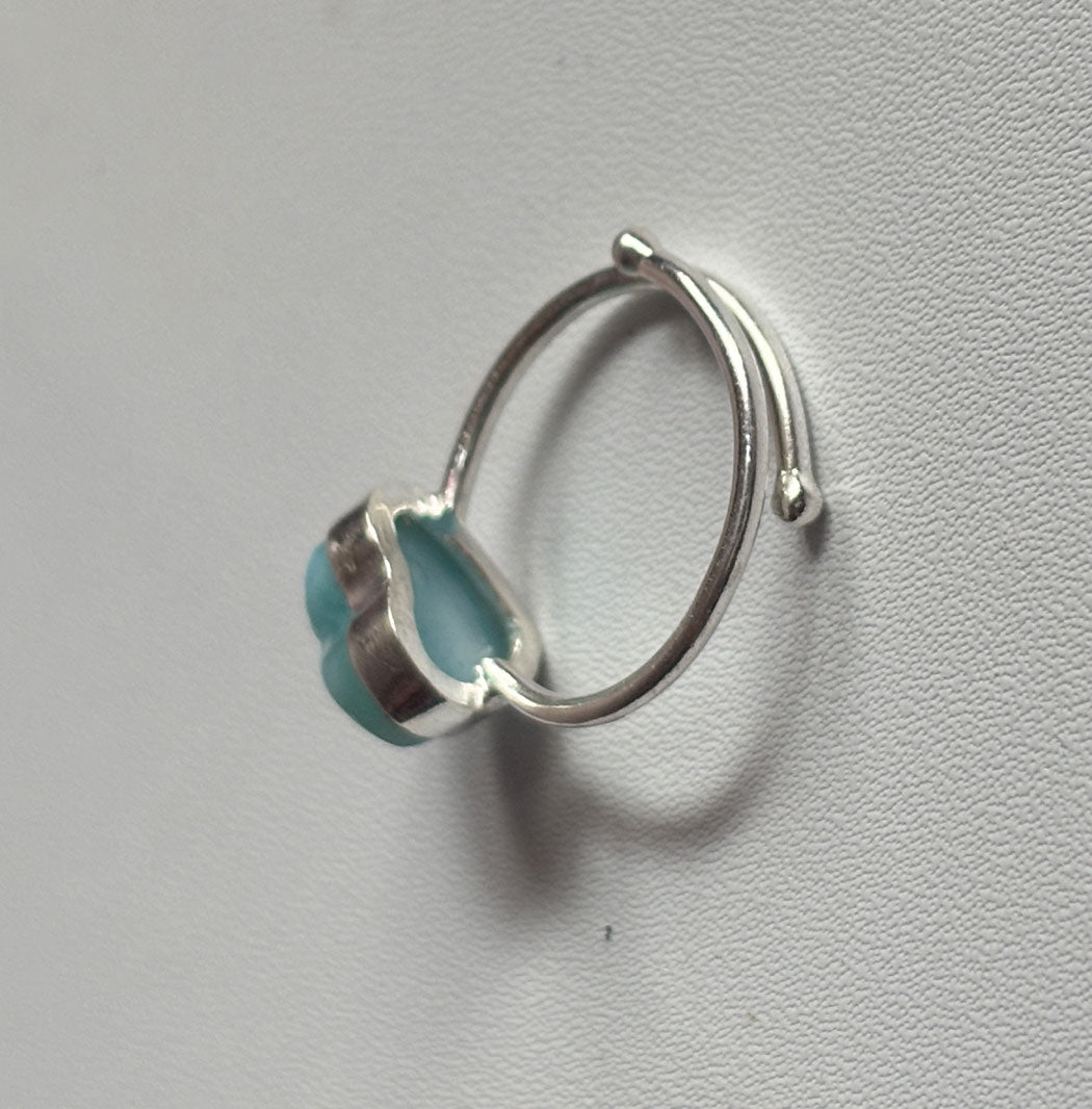Awesome Handmade 925 Sterling Silver Adjustable Rings 12MM Heart Shape Larimar Gemstone Ring Bezel Setting Ring For Anniversary Gift Ring