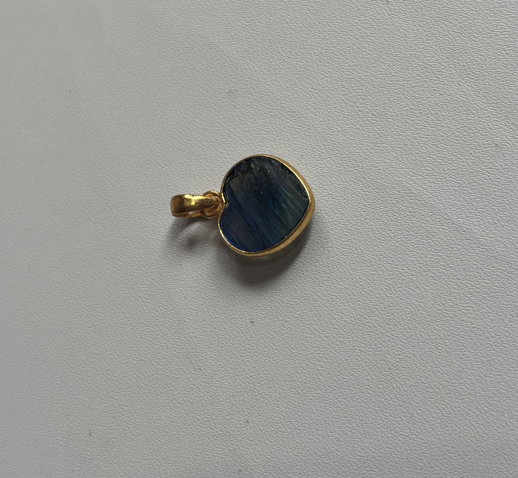 Handmade 10MM Heart Shape Labradorite Gemstone Pendant Bezel Setting 925 Sterling Silver Gold Plated Pendant Anniversary Gift for Wife For Her