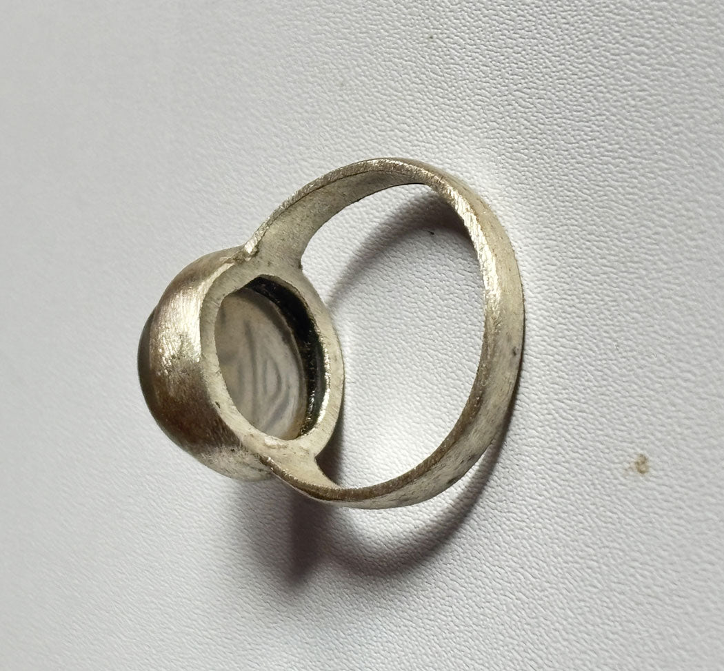 Handmade 925 Sterling Silver Adjustable Rings 12MM Full Moon Shape Gray Moonstone Gemstone Ring Bezel Setting Ring For Anniversary Gift Ring