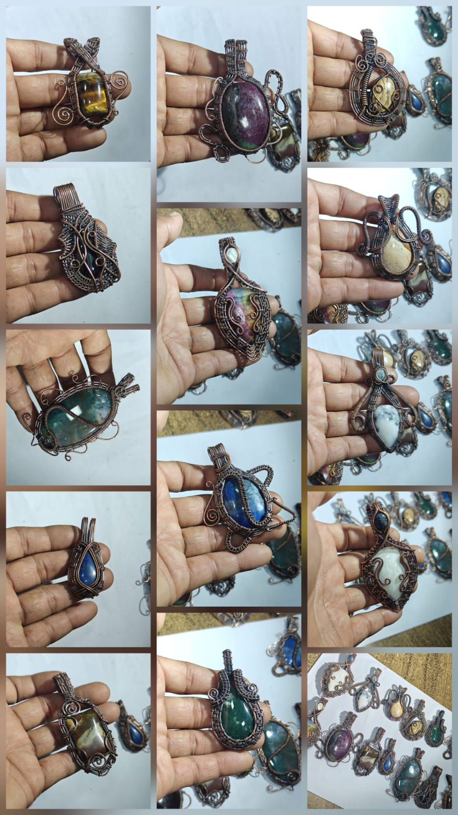 Burgundy Stone Tree of Life Pendant | Copper Wire Wrap