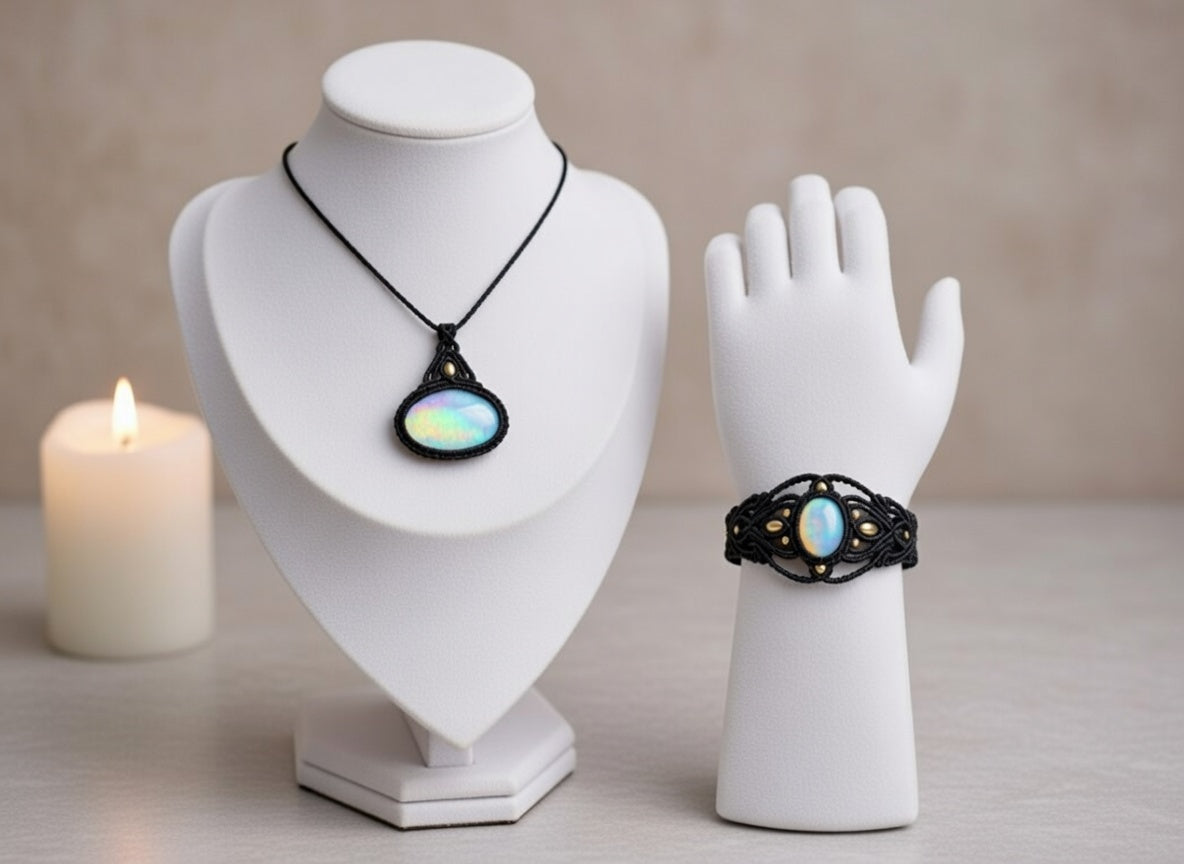 Moonstone Macramé Jewelry Set | Hariom Creations