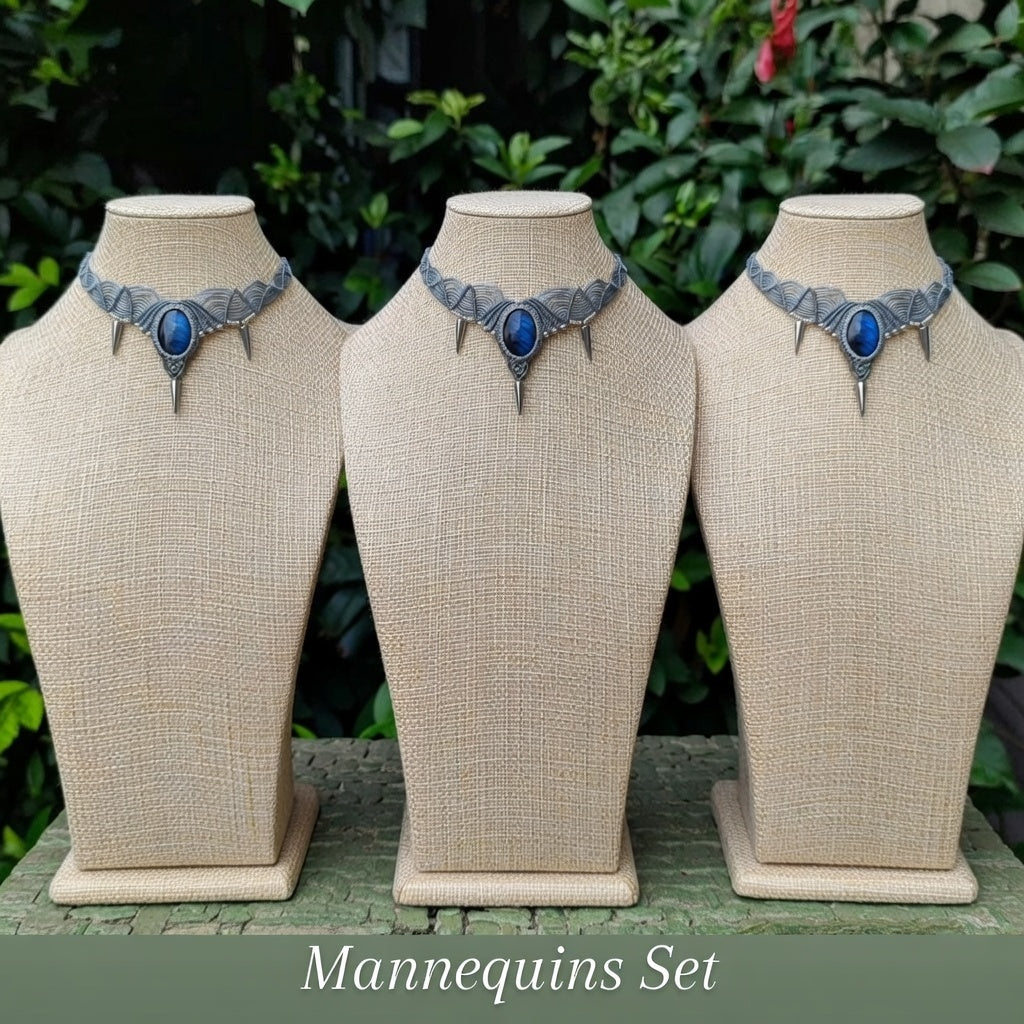 Grey Spike Labradorite Macramé Choker | Hariom Creations