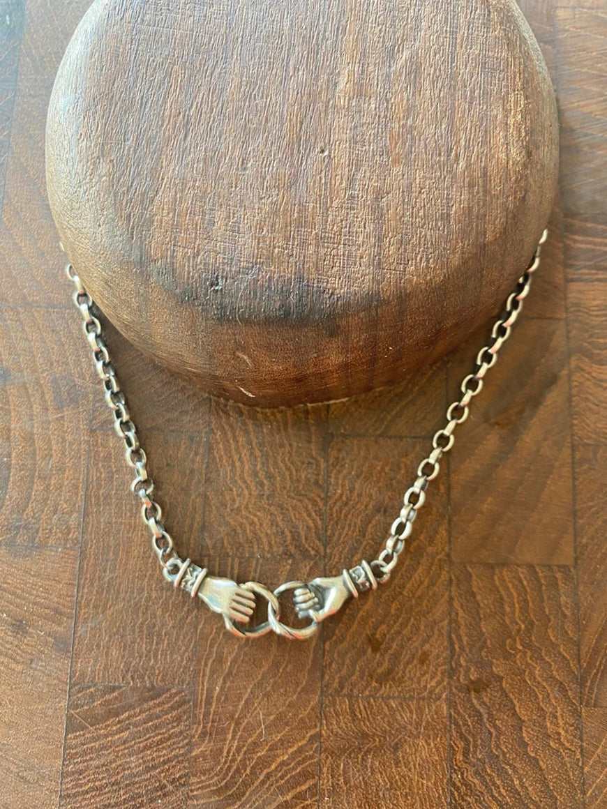 Handmade Brass Pendants Handshake Shape With Chain Necklace Pendant Size 15To20mm For Happy Birthday Gift Pendant