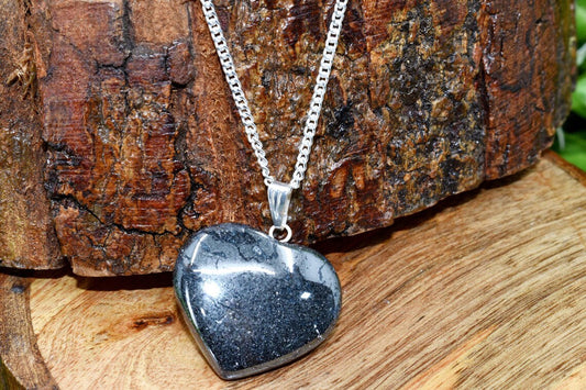 2025 Trendy Heart Shape 10mm Crafted By Hand 925 Sterling Silver Pendant With Chain Necklace Jewelry Hematite Gemstone Pendant Bezel Setting For Anniversary Gift's Women or Men Jewelry