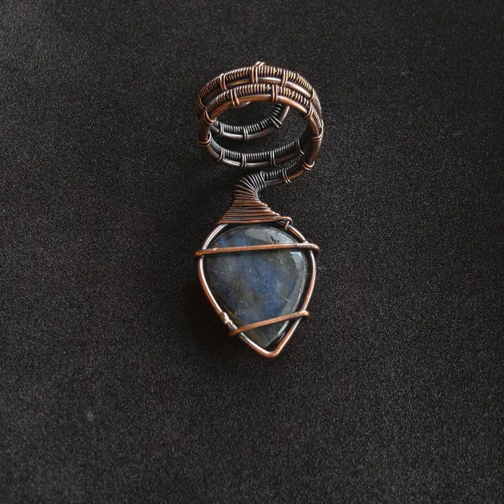 Adjustable Handmade Wire Wrapped Brass Ring Size 10To15 Pear Shape Labradorite Stone Bezel Set Ring For Happy Birthday Gift For Women