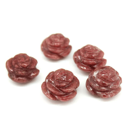 Handmade Carving Gemstone Lotus Flower Shape 15MM Rose Quartz Natural Carving Stone For Used Making Jewelry