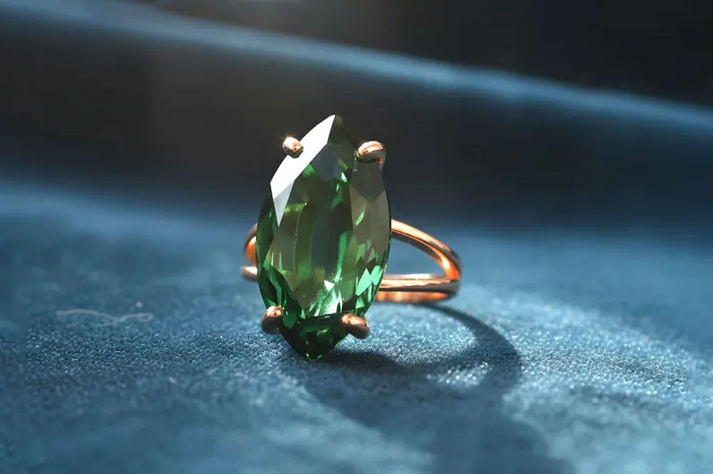 Handmade Brass Ring Apatite Hydro Gemstone 8X15mm