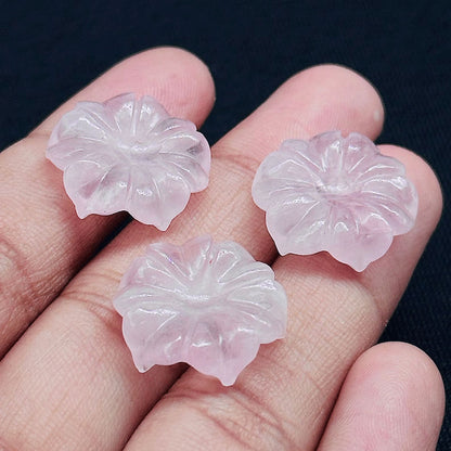 Handmade Carving Gemstone Flower Shape 20MM Rose Quartz Natural Carving Stone For Used Making Jewelry