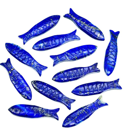 Handmade Carving Gemstone Fish Shape 20MM Lapis Lazuli Natural Carving Stone For Used Making Jewelry
