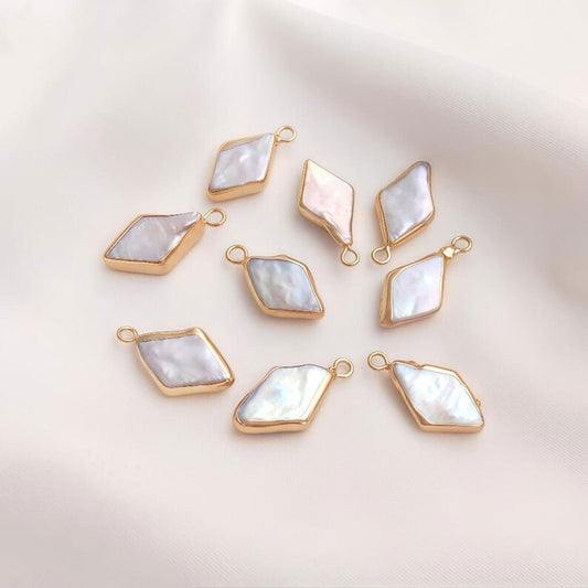 Trendy 2025 Kite Shape 8mm Crafted By Hand 925 Sterling Silver Pendant Jewelry White Pearl Gemstone Pendant Bezel Setting For Anniversary Gift's Women or Men Jewelry For Her
