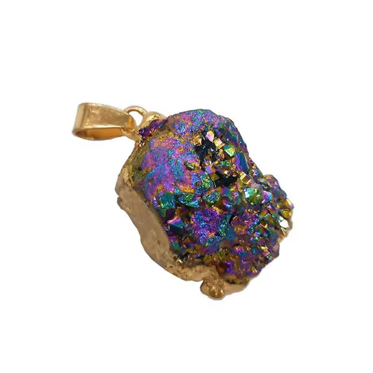 925 Sterling Silver Pendant Jewelry 10To25mm Sugar Druzy Raw Gemstone Electroplated Set For Anniversary Gift's Women or Men Jewelry For Her