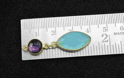 10MM or 5X5MM Amethyst Blue Chalcedony Gemstone Pear Round Shape Dangle Pair Earring Handmade Sterling Silver Earring For Women Girl Jewelry