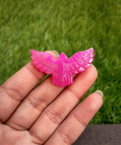 Awesome Handmade Carving Gemstone Eagle Shape 25To35MM Pink Chalcedony Natural Carving Stone For Used Making Jewelry