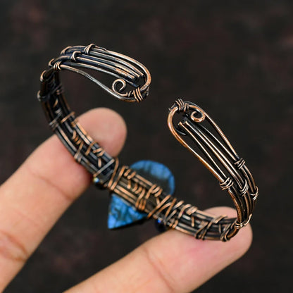 Handmade Pear Shape 20To25MM Copper Adjustable Bracelet Labradorite Stone Bezel With Copper Wire Wrapped Set Fashion Bracelet For Women Gift's