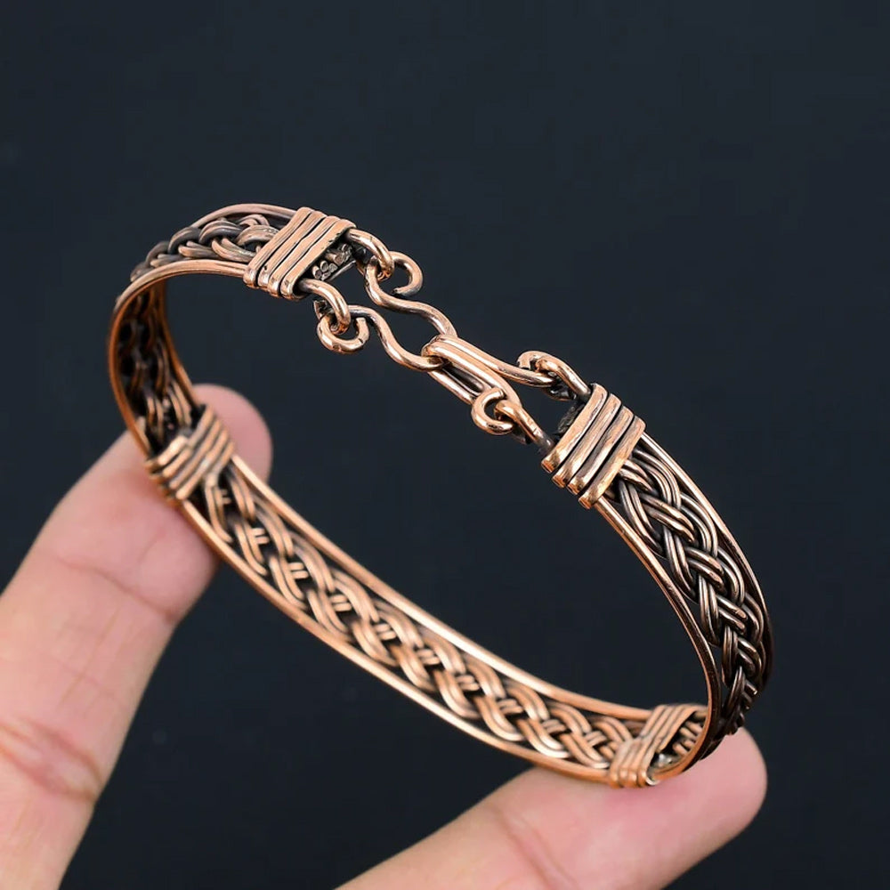 Handmade Round Shape Golden Color 20To25MM Copper Adjustable Bracelet Bezel With Copper Wire Wrapped Set Fashion Bracelet For Women Gift's