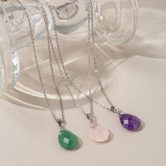 Trendy 2025 9X12mm Drop Shape Multi Color Gemstone Crafted By Hand 925 Sterling Silver Pendant With Chain Necklace Bezel Setting For Anniversary Gift's Women or Men Jewelry