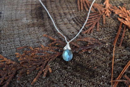 Handmade Brass Wire Wrapped Pendant Pear Shape 10MM Labradorite Pendant For Anniversary Gift for Wife Jewelry