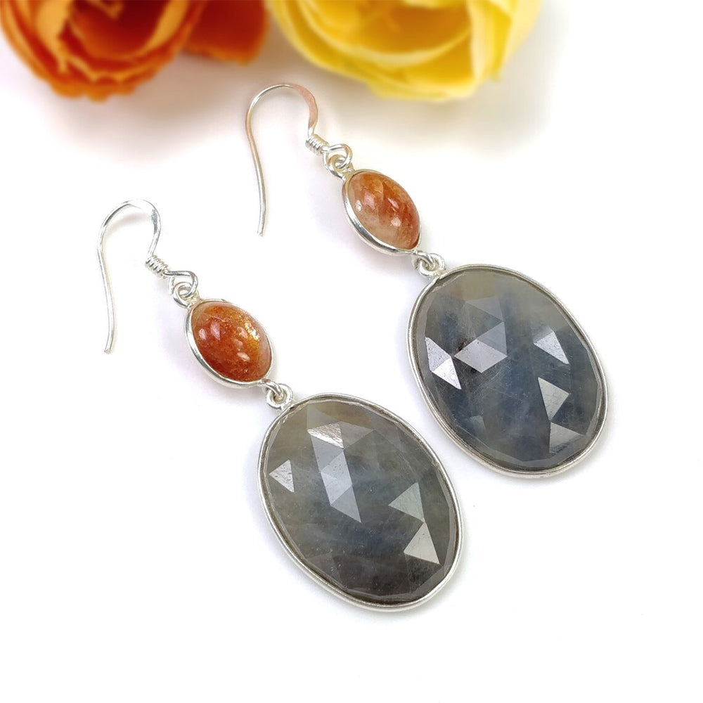 Gold Gems 5MM With 10MM Approx Oval Shape Blue Sapphire Gems Dangle Pair Earring For Her