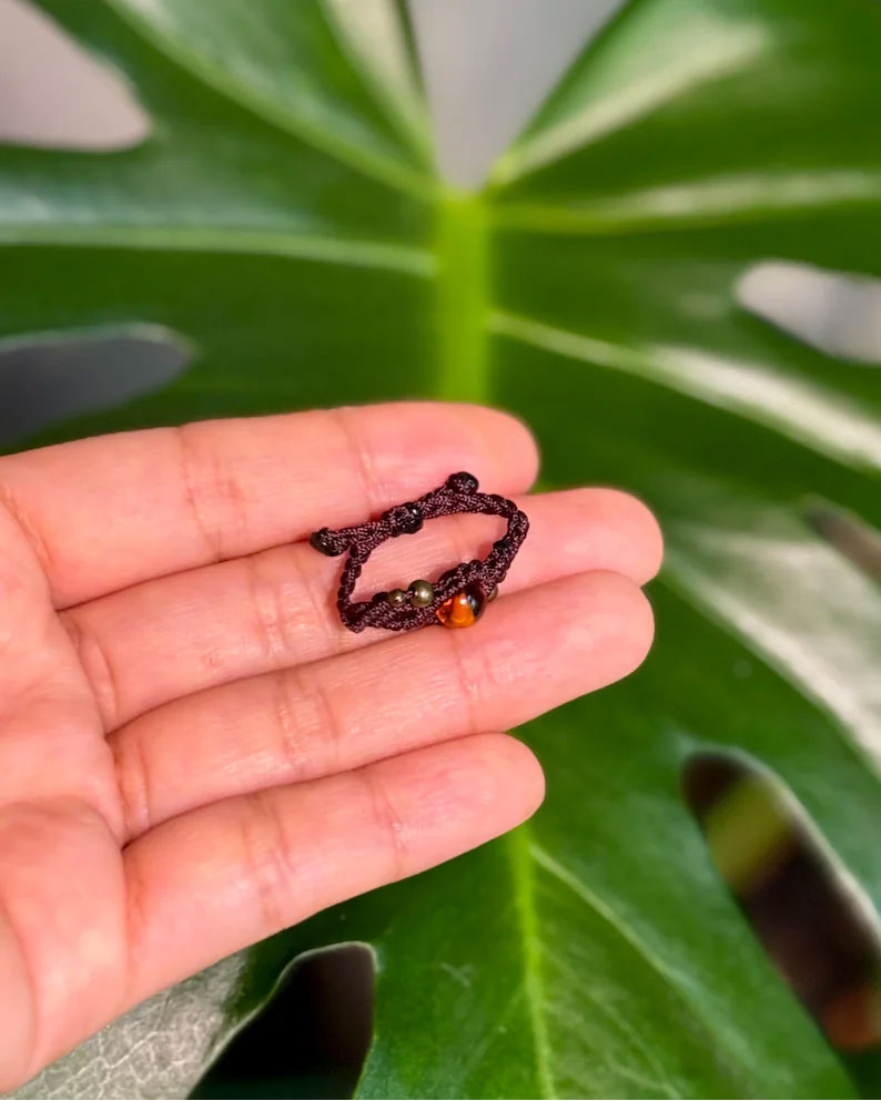 Minimalist Tiger's Eye Macrame Ring | Hari Om Creations