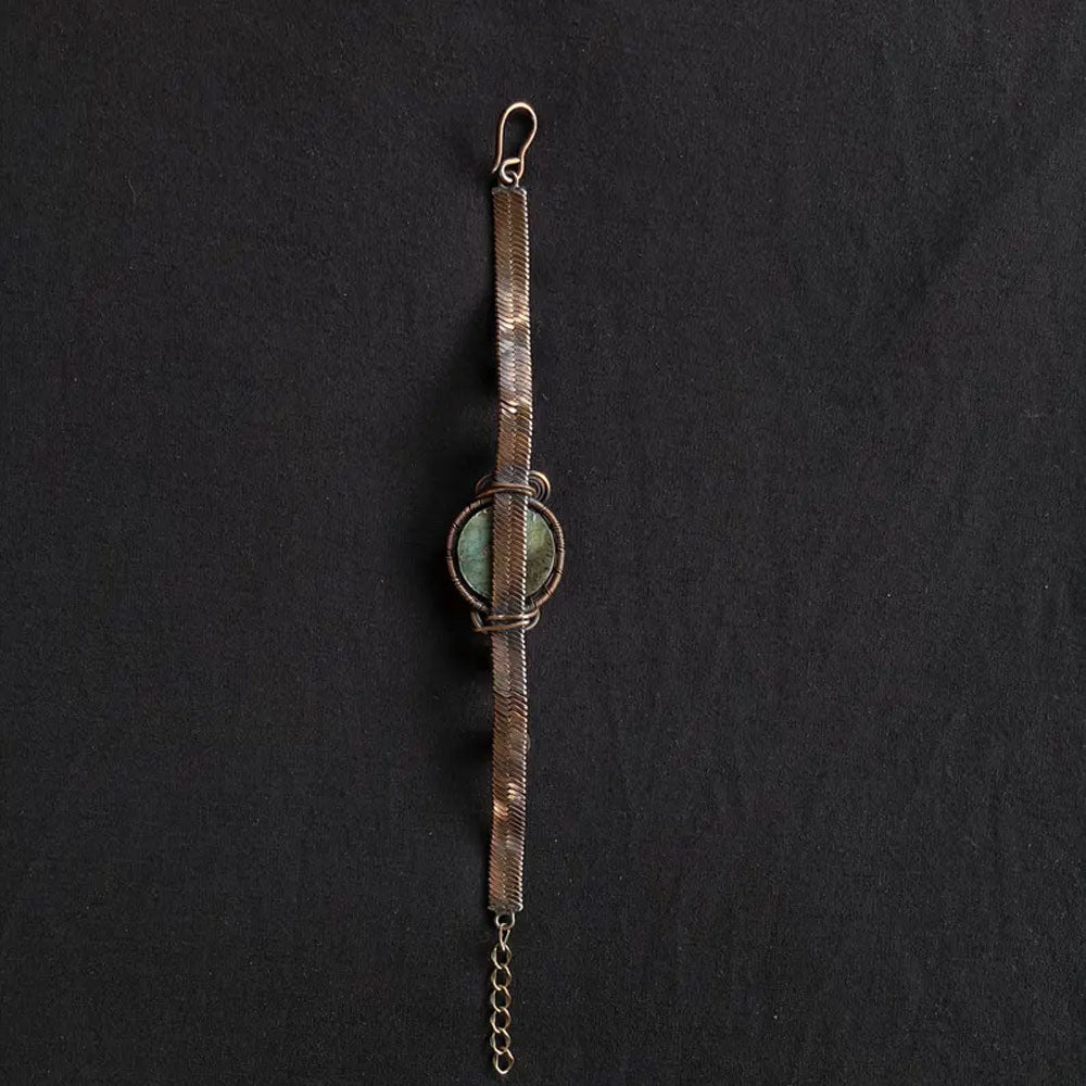 Adjustable Handmade Wire Wrapped Brass Bracelet Size 15MM Round Shape Labradorite Amethyst Stone Bezel Set Ring For Happy Birthday Gift For Women