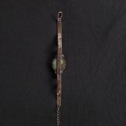 Adjustable Handmade Wire Wrapped Brass Bracelet Size 15MM Round Shape Labradorite Amethyst Stone Bezel Set Ring For Happy Birthday Gift For Women