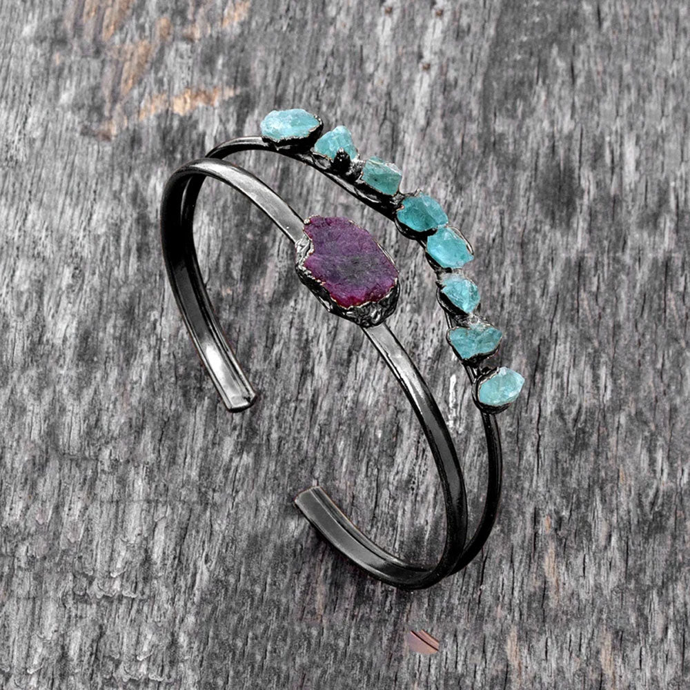 Adjustable Handmade Wire Wrapped Brass Bangle Size 15To20MM Raw Shape Heated Ruby Bezel Set Ring For Happy Birthday Gift For Women