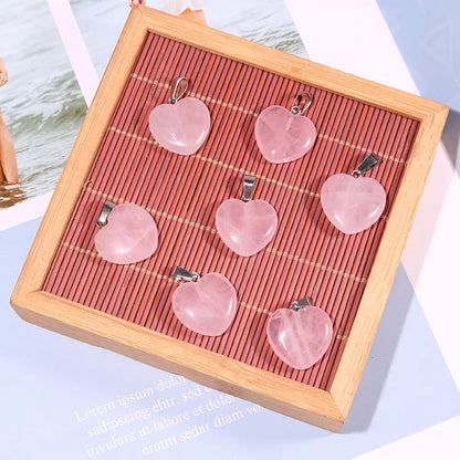 10mm Heart Shape Rose Quartz Gemstone Pendant Crafted By Hand 925 Sterling Silver Drill Set For Anniversary Gift's Women or Men Jewelry