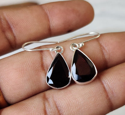 8X10MM Natural Garnet Cut Gemstone Pear Shape Dangle Pair Earring Handmade Sterling Silver Earring For Women Girl Jewelry