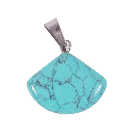 10mm Fan Shaped Natural Multi Color Gemstone Pendant Crafted By Hand 925 Sterling Silver Drill Set For Anniversary Gift's Women or Men Jewelry For Her