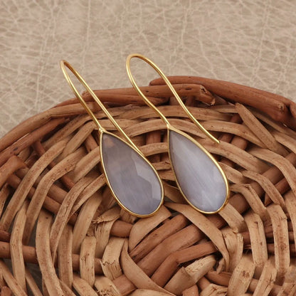 6X9MM Aquamarine Faceted Gemstone Pear Shape Dangle Pair Earring Handmade Sterling Silver Earring For Women Girl Jewelry