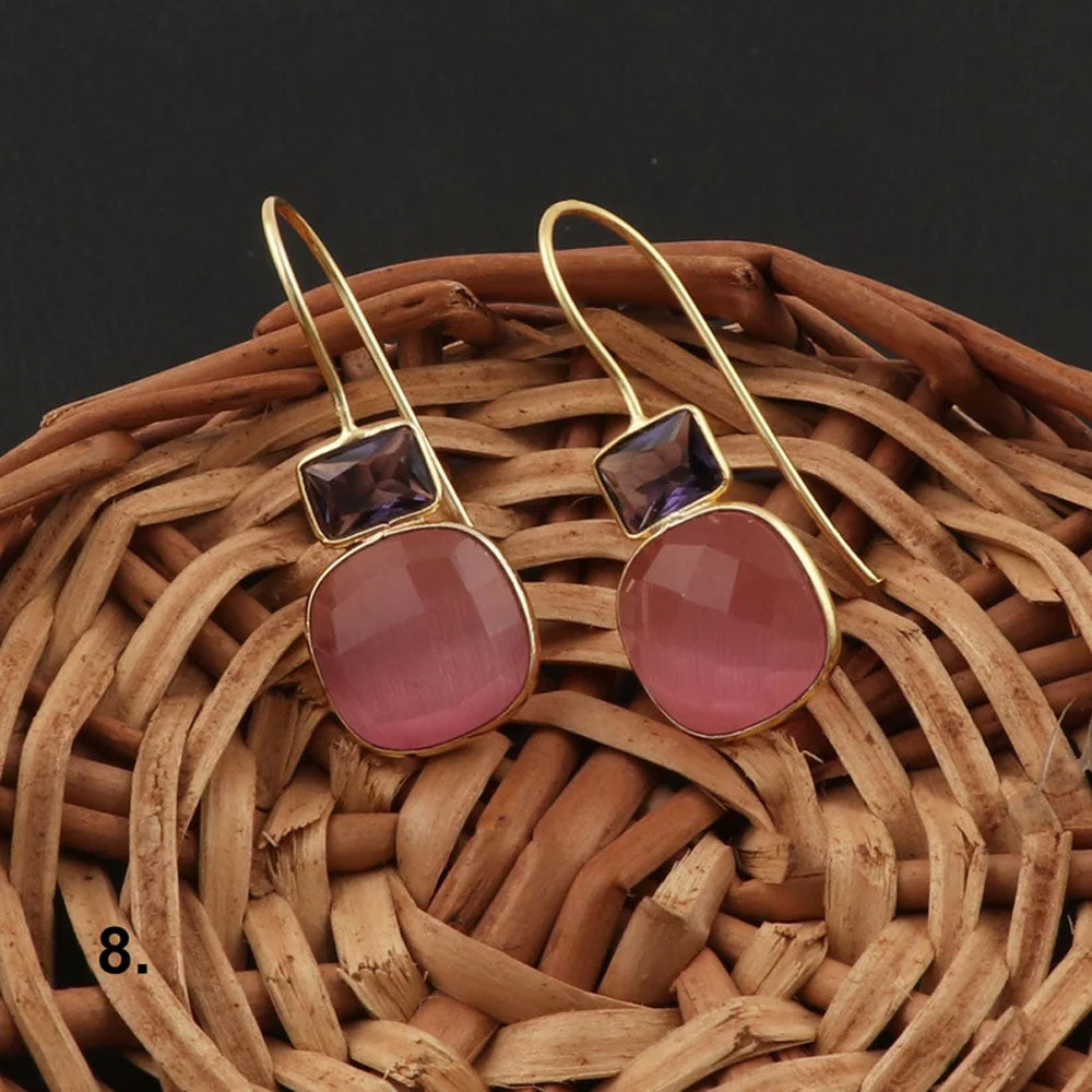 8MM or 4X6MM Garnet Aquamarine Faceted Gemstone Rectangle Cushion Shape Dangle Pair Earring Handmade Sterling Silver Earring For Women Girl Jewelry