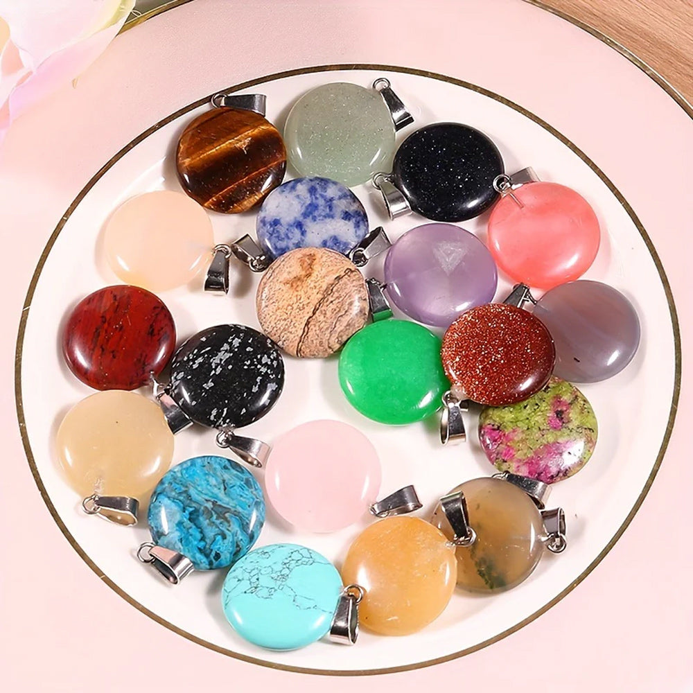 10mm Round Shape Multi Color Gemstone Pendant Crafted By Hand 925 Sterling Silver Drill Set For Anniversary Gift's Women or Men Jewelry