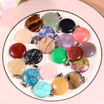 10mm Round Shape Multi Color Gemstone Pendant Crafted By Hand 925 Sterling Silver Drill Set For Anniversary Gift's Women or Men Jewelry