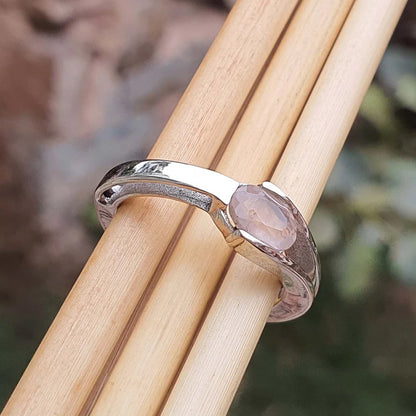 Trendy 925 Sterling Silver Gold Plated Gems Rings 8To10MM Handmade Rose Quartz Stone Oval Shape Bezel Set Ring For Her Jewelry