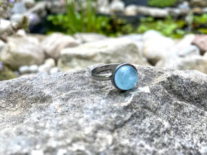 Rainbow Moonstone Gems Round 10MM Handmade Sterling Silver Gold Ox side Ring Bezel Set  For Anniversary Gift Women or Men Jewelry For Her