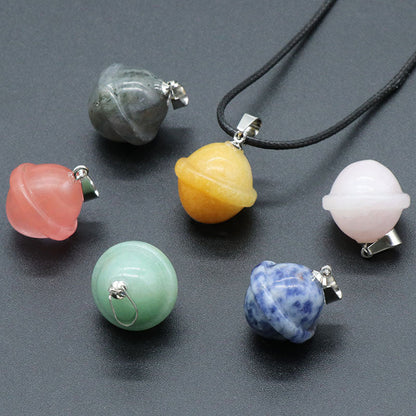 20mm Ball Shape Pendant Natural Multi Gemstone Pendants 925 Sterling Silver Drilled Set Anniversary Gift's Women or Men Jewelry For Her