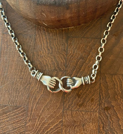 Handmade Brass Pendants Handshake Shape With Chain Necklace Pendant Size 15To20mm For Happy Birthday Gift Pendant