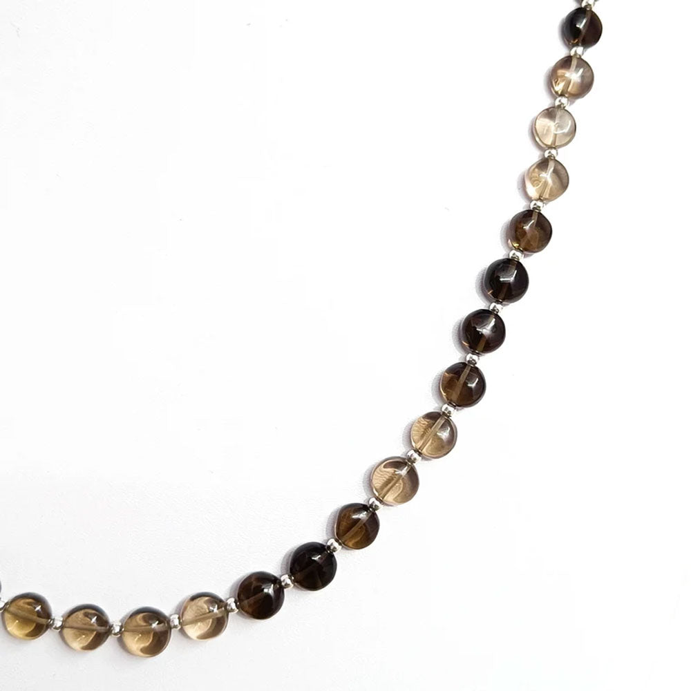 Handmade Brass Smoky Quartz Beads Necklace 5–7MM