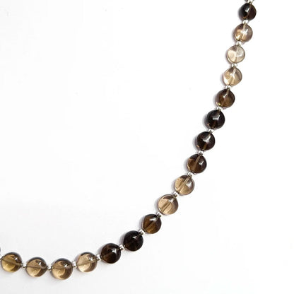 Handmade Brass Smoky Quartz Beads Necklace 5–7MM