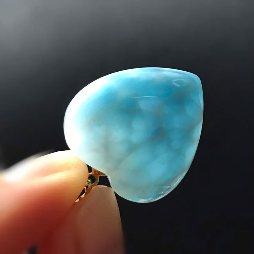Natural Larimar Heart Shape Silver Pendant Jewelry