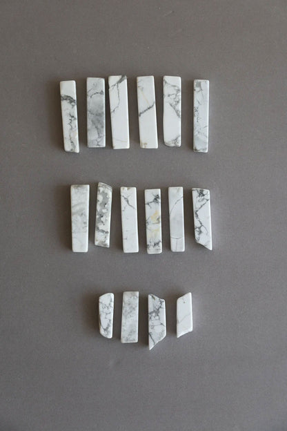 White Howlite Marble Stone Rectangle Pendant Necklace
