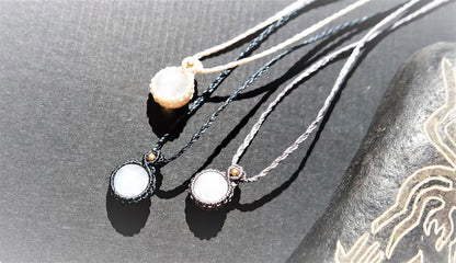Natural Moonstone Macrame Pendants | Pastel Boho Jewelry