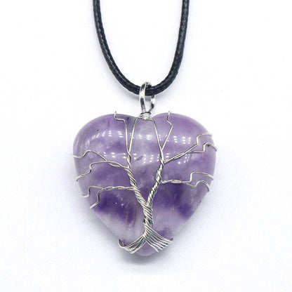 Trendy 2025 12mm Heart Shape Multi Color Gemstone Crafted By Hand 925 Sterling Silver Tree Pendant With Chain Necklace Bezel Setting For Anniversary Gift's Women or Men Jewelry