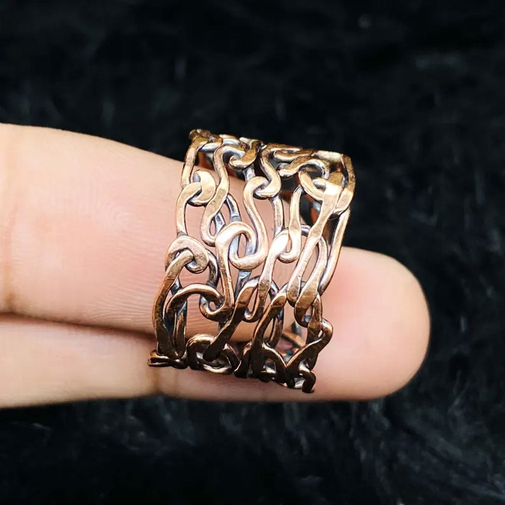 Adjustable Handmade Wire Wrapped Brass Ring Free Size Oval Shape Without Stone Bezel Set Ring For Happy Birthday Gift For Women