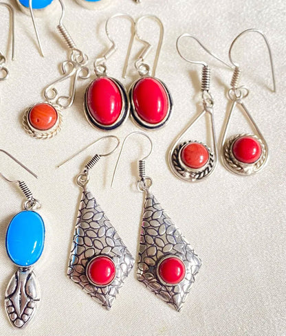 Stylish Handmade Brass Dangle Earrings with Mix Stone