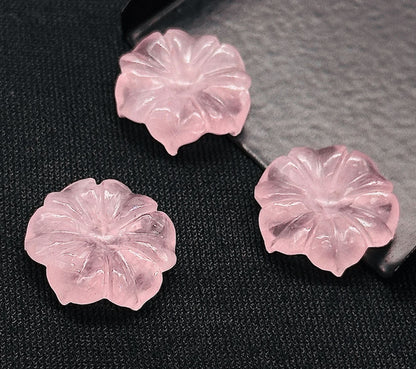 Handmade Carving Gemstone Flower Shape 20MM Rose Quartz Natural Carving Stone For Used Making Jewelry
